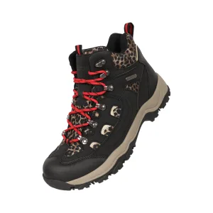 Mountain Warehouse Dames/Dames Adventurer Faux Suede Waterdichte Wandelschoenen met luipaardprint (Zwart)