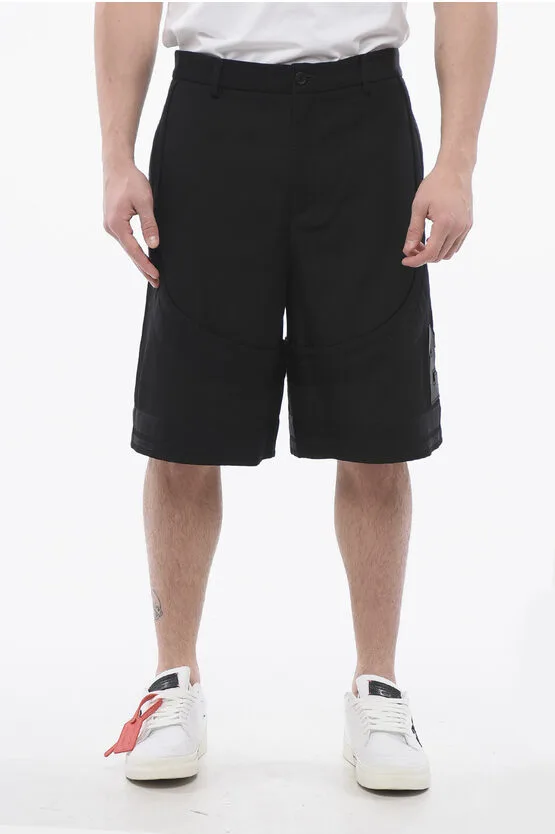 Geborduurde varsity shorts in zwart