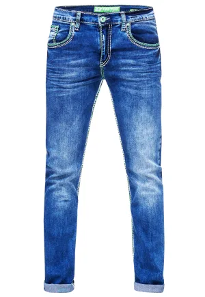 Jeansbroek “LEVIN” met neongroene contrastnaad