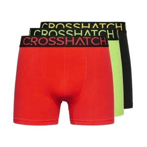 Crosshatch Heren Highlighter Boxer Shorts (Pack of 3) (Groen/rood)