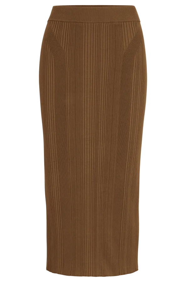 Gebreide kokerrok Boss Freedah in bruin voor dames