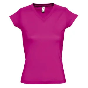 SOLS Dames/dames Maan V Hals T-Shirt met korte mouwen (Fuchsia)