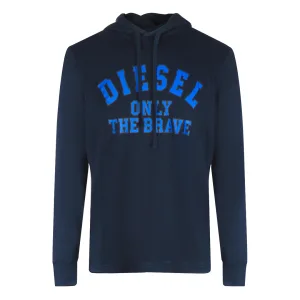 Diesel Only The Brave Logo marineblauw T-shirt met capuchon