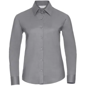Russell Collectie Dames/Dames Lange Mouw Easy Care Oxford Shirt (Zilver)