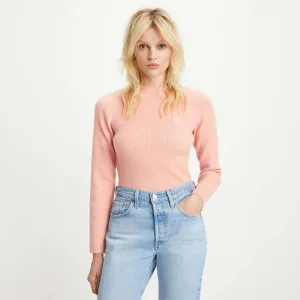 Dames Levis Crew Neck Rib Sweater in Roze