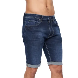 Crosshatch Heren Tonwin Denim Shorts met reliëf (Donkere wasbeurt)