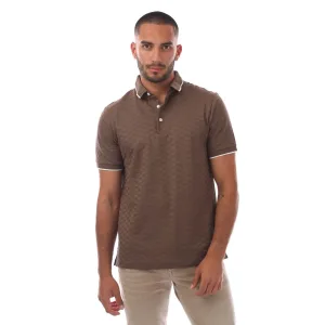 Heren Emporio Armani Allover Jacquard Eagle Poloshirt in Bruin