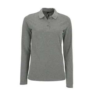SOLS Dames/dames Perfecte Lange Mouw Pique Polo Shirt (Grijze Mergel)