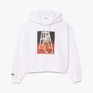 Dames Lacoste Hoodie met oversized print in Wit