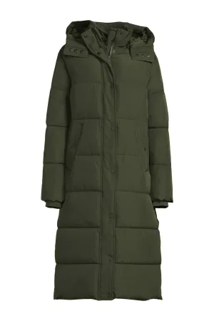 anytime lange gewatteerde jas donkergroen