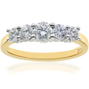 Eternity-ring, 18kt geelgouden IJ/I ronde briljant gecertificeerde diamanten ring, diamantgewicht van 0,75 ct