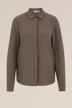 WE Fashion – Dames blouse met structuur – Regular fit – Olijfgroen –