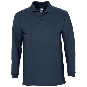 SOLS Heren-Winter II Poloshirt met lange mouwen van Piqué katoen (Marine)