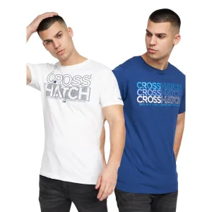 Crosshatch Heren Raynen T-Shirt (Set van 2) (Marine / Wit)