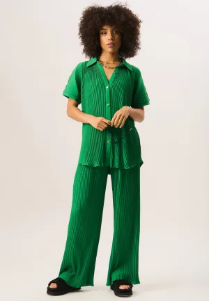 Oversized overhemd met korte mouwen en plissé