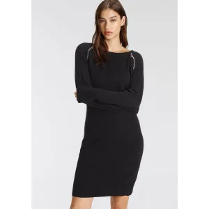 Tamaris Gebreide jurk voor dagelijks gebruik en chiquere gelegenheden, figuurvolgend, van viscosemix