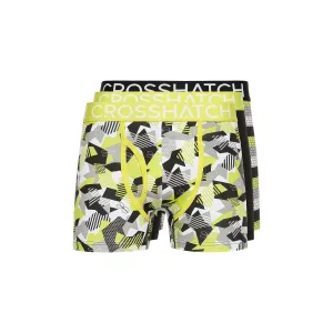 Crosshatch Heren Crystaline Boxershorts (Set van 3) (Lime/Zwart/Grijs)