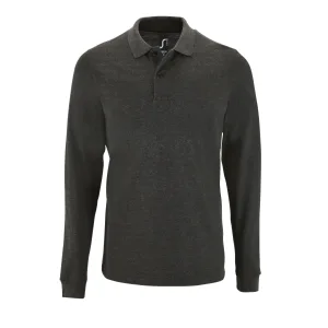 SOLS Heren Perfecte Lange Mouw Pique Polo Shirt (Houtskool mergel)