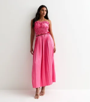 Roze Bandeau Top met Ruches