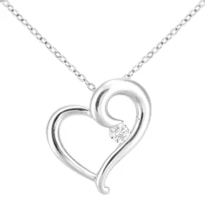 9ct witgouden diamanten hartketting met een lengte van 46 cm