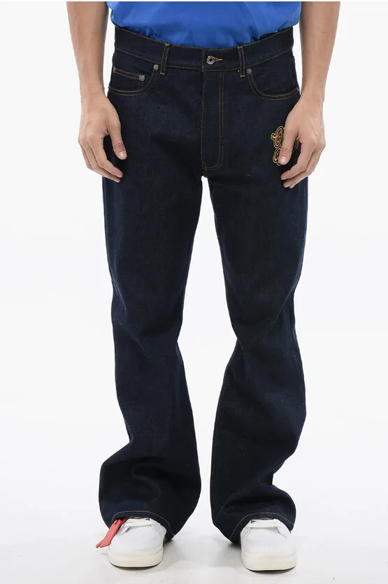 Geborduurde flare-fit 90SLOGO jeans in blauw