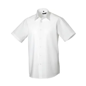 Russell Collection Heren Getailleerde Formele Overhemd met Korte Mouwen (Wit)