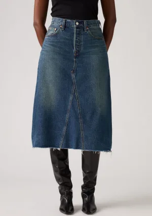 Levi’s® Jeans rok HR A LINE DECON SKIRT in trendy midi-lengte met rafelige rand
