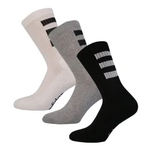 Men’s adidas 3 Pack Half Cushioned 3-Stripes Crew Socks in White Black