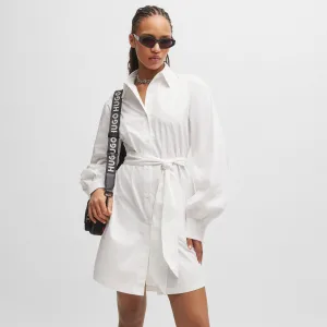 Dames Hugo Kaisanna Relaxed-Fit Overhemdjurk in Wit