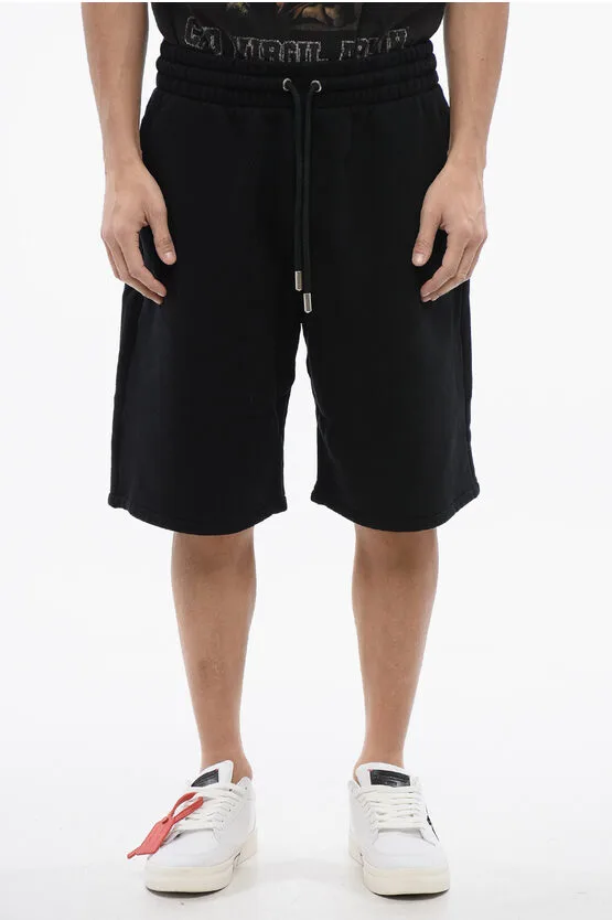 Geborstelde katoenen SCRIBBLE geborduurde joggingsshirts in het zwart