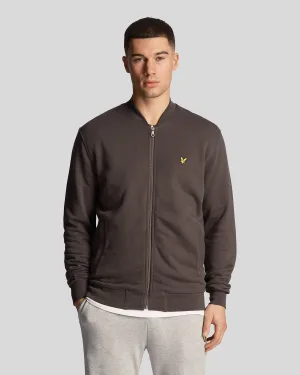 Men’s Lyle And Scott Loopback Jersey Bomber Jacket in Gunmetal