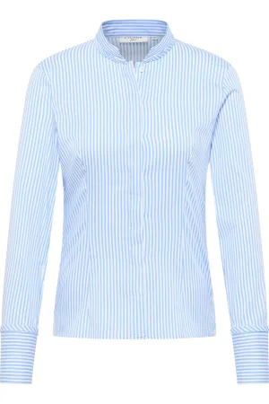 ETERNA Dames Overhemd middenblauw, Gestreept
