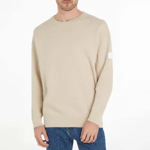 Heren Calvin Klein Naturel Structure Crewneck Sweatshirt in Beige