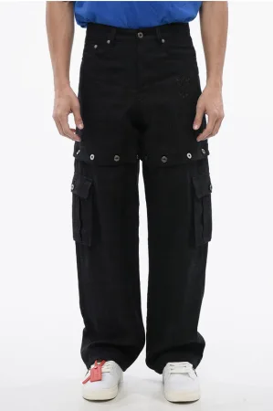 Linnen 90SLOGO-broek met modulair ontwerp in blauw