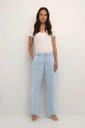 Casual broek Straight fit Blue/White Stripe