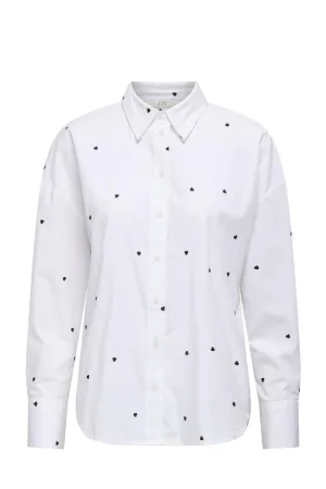 JDY blouse JDYNELLY met hartjes ecru/zwart