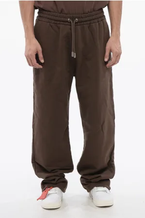 Geborduurde geborstelde katoenen RAIN DRUM-joggingbroek in bruin