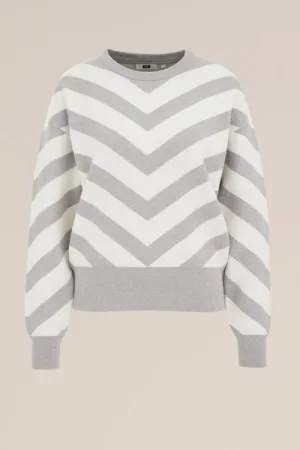 WE Fashion – Dames Gebreide trui met dessin – Regular fit – Grijs – Livaeco viscose –