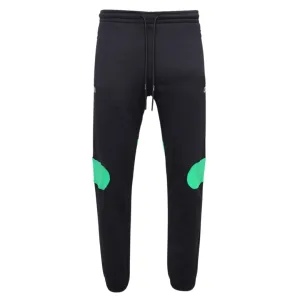 Gebroken witte groene Diag Outline Design zwarte joggingbroek met manchetten