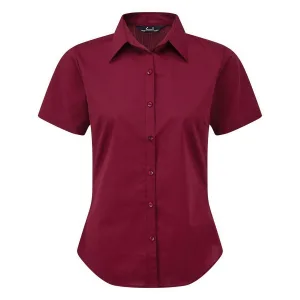 Premier Popeline blouse met korte mouwen / Gewoon werkoverhemd (Bourgondië)