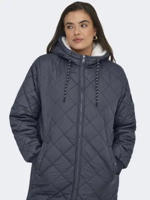 ONLY CARMAKOMA gewatteerde jas quilted donkerblauw