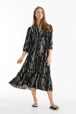 anytime crinkle tie-dye jurk zwart