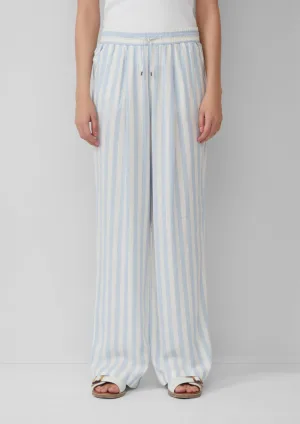 s.Oliver linnen straight high waist casual broek lichtblauw