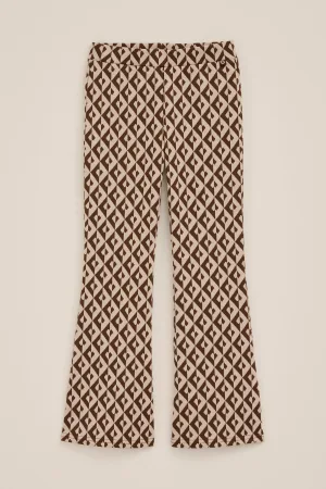 WE Fashion – Meisjes flared legging met print – Regular fit – Beige –