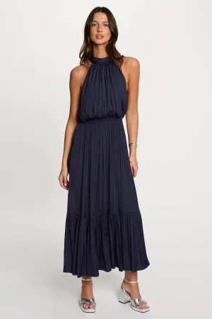 Morgan satijnen jurk marine