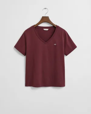 Gant T-shirt REG SHIELD KA V-NECK T-SHIRT met een klein geborduurd logo op de borst