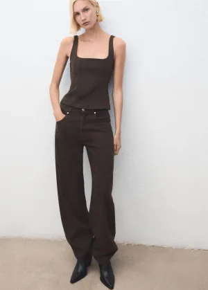 Mango leren enkellaarzen zwart