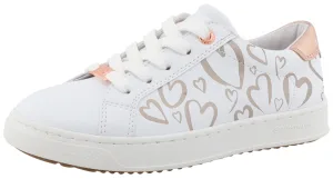 Tom Tailor Plateausneakers , vrijetijdsschoen, lage schoen, veterschoen met schattige hartjesprint