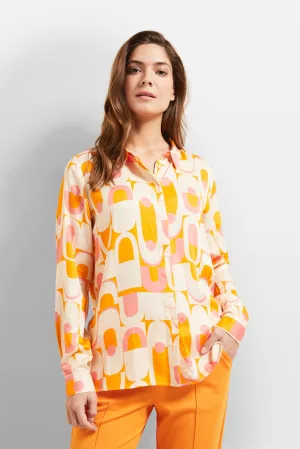 Bugatti Damen Overhemdblouse van vloeiende stof