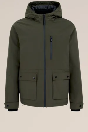 WE Fashion – Heren waterafstotend jack met capuchon – Regular fit – Zeegroen –